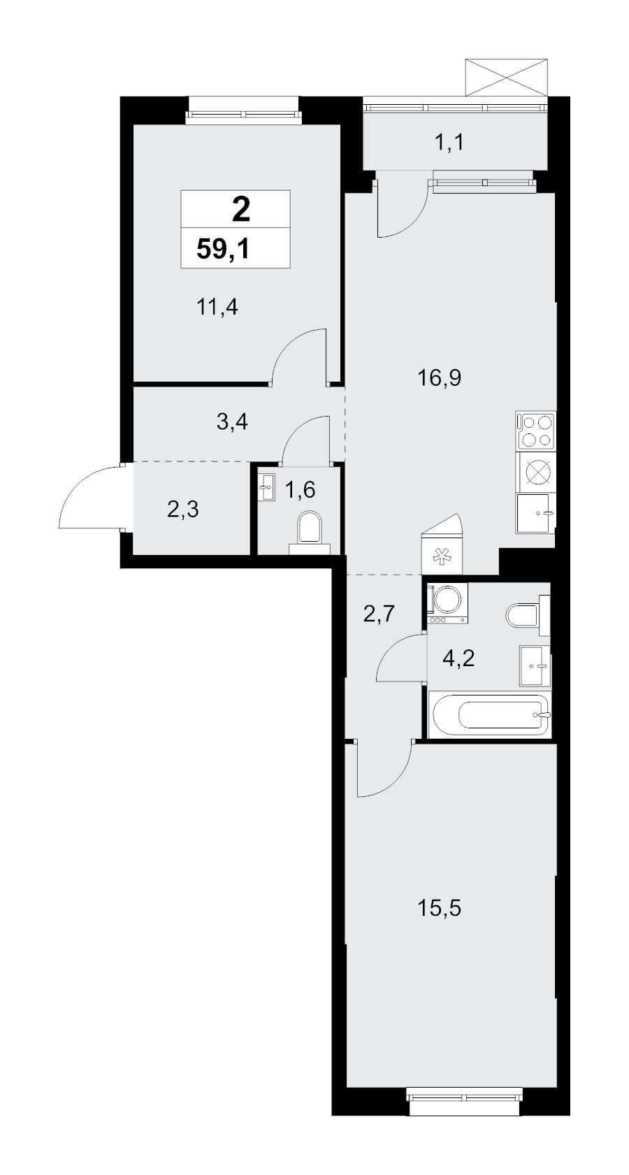 Продажа 2-комн квартиры в новостройке Прокшино д., Проектируемый проезд № 7029,  к. 9.4