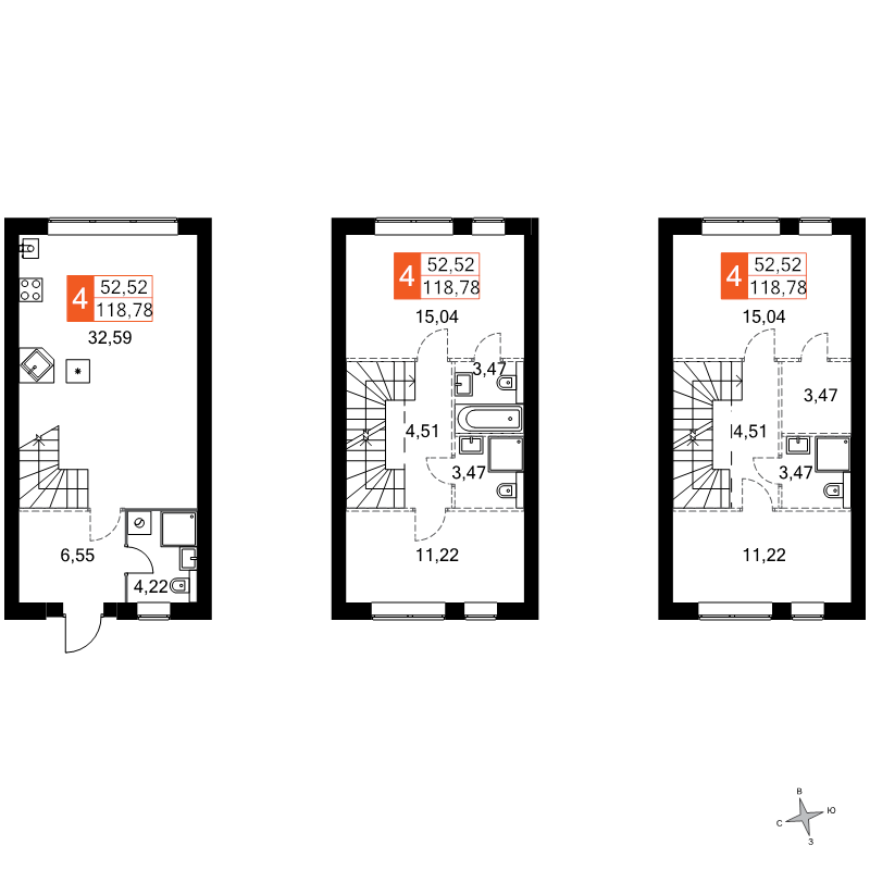 Продажа 4-комн квартиры в новостройке Докукино д., Цветочная ул.,  к. 30