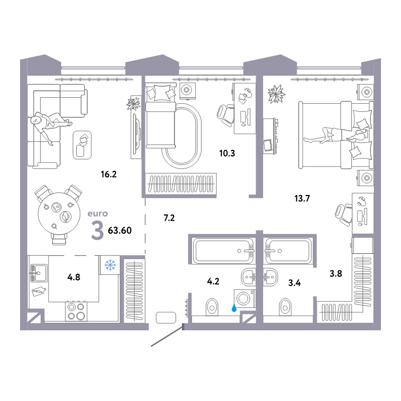 Продажа 2-комн квартиры в новостройке Москва г., Озерная ул.,  к. Байкал