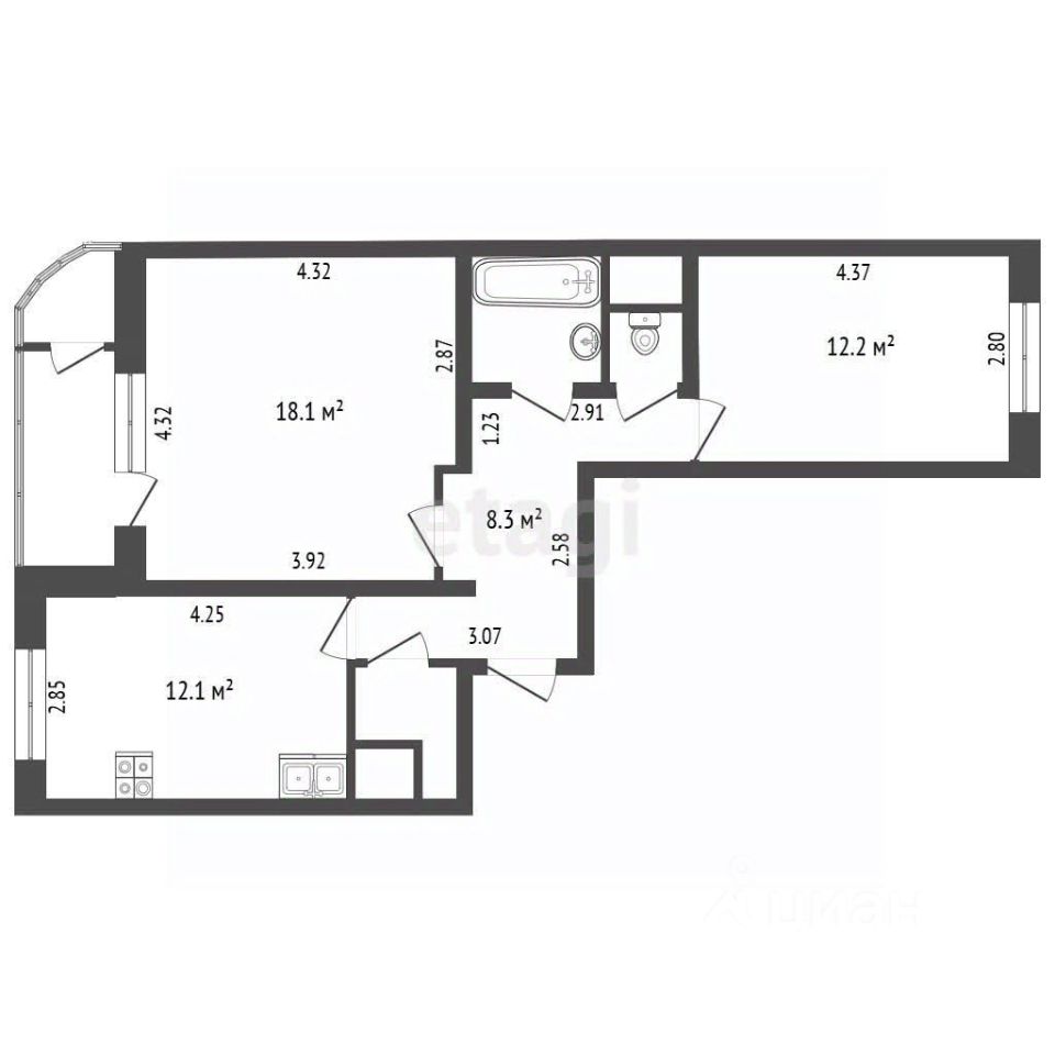 Продажа 2-комн квартиры на вторичном рынке Мытищи, Индустриальная улица, 7к3