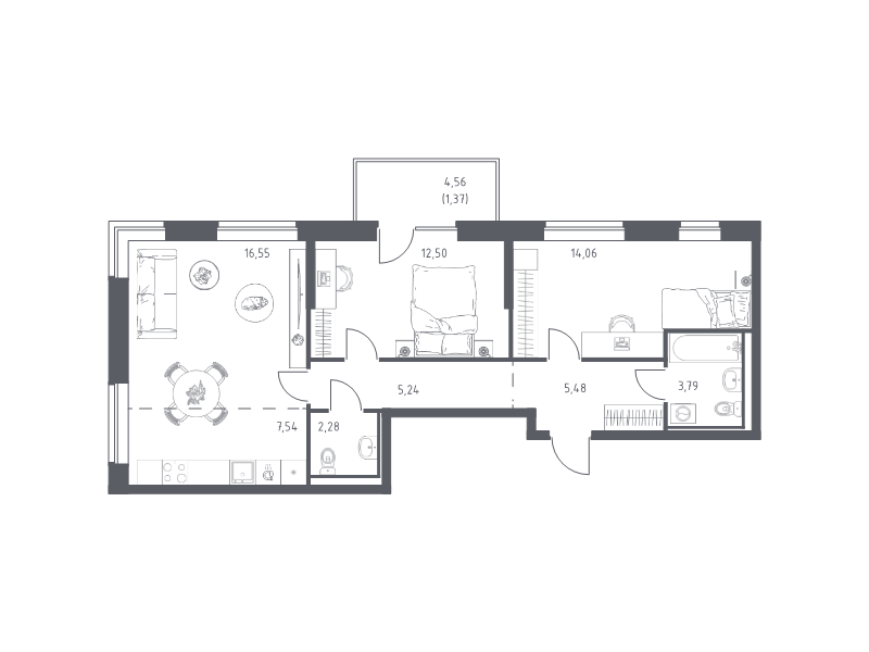 Продажа 2-комн квартиры в новостройке Санкт-Петербург г., Славянская ул.,  к. 6-7