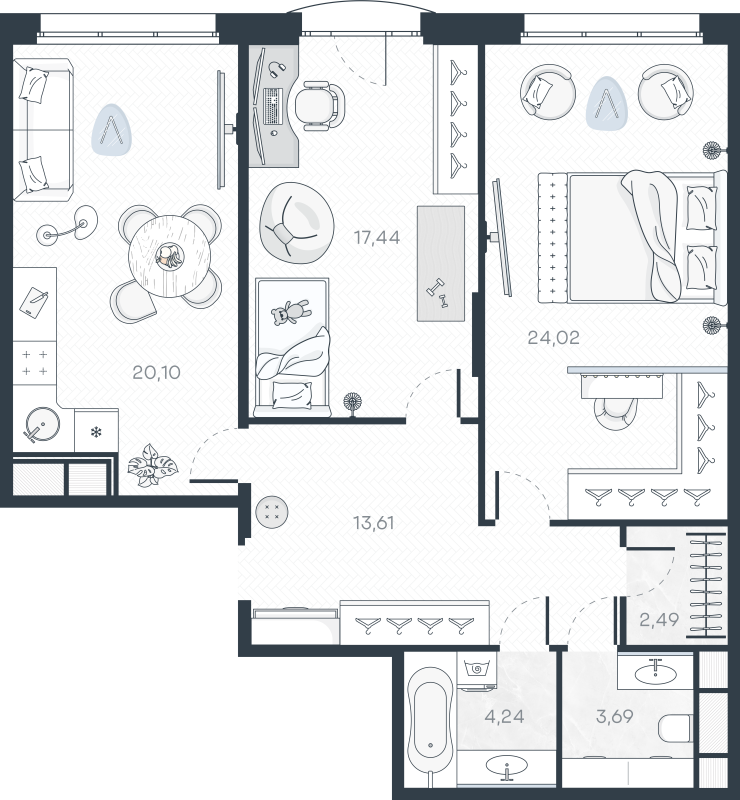 Продажа 2-комн квартиры в новостройке Санкт-Петербург г., Гаванская ул.,  к. 1