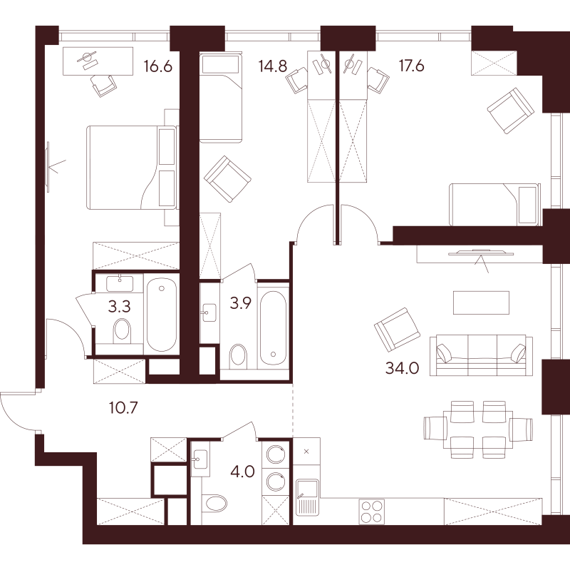 Продажа 3-комн квартиры в новостройке Москва г., Куусинена ул.,  к. D1