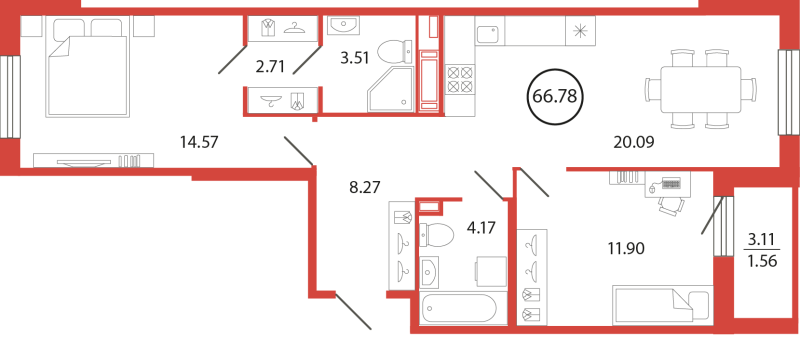 Продажа 2-комн квартиры в новостройке Бугры п., Дорога в Мурино,  к. 18