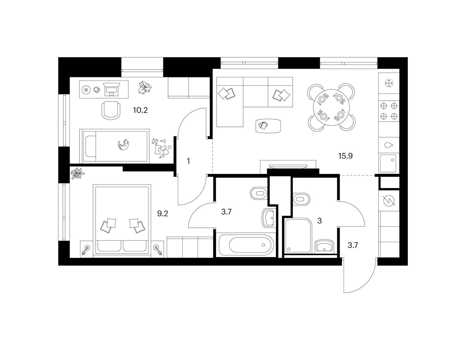 Продажа 2-комн квартиры в новостройке Зелёный парк, корп. 5.3