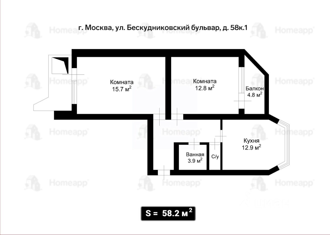 Продажа 2-комн квартиры на вторичном рынке Бескудниковский бульвар, 58К1