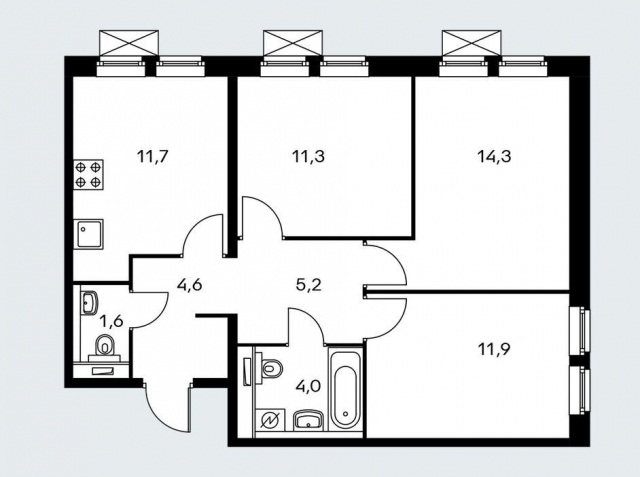 Планировка ЖК Мякинино парк, 37.5 м2