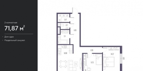 2-комн квартира Малоохтинский проспект,  д. 68