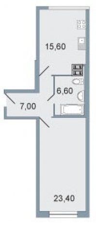 Планировка ЖК Четыре горизонта, 23.4 м2