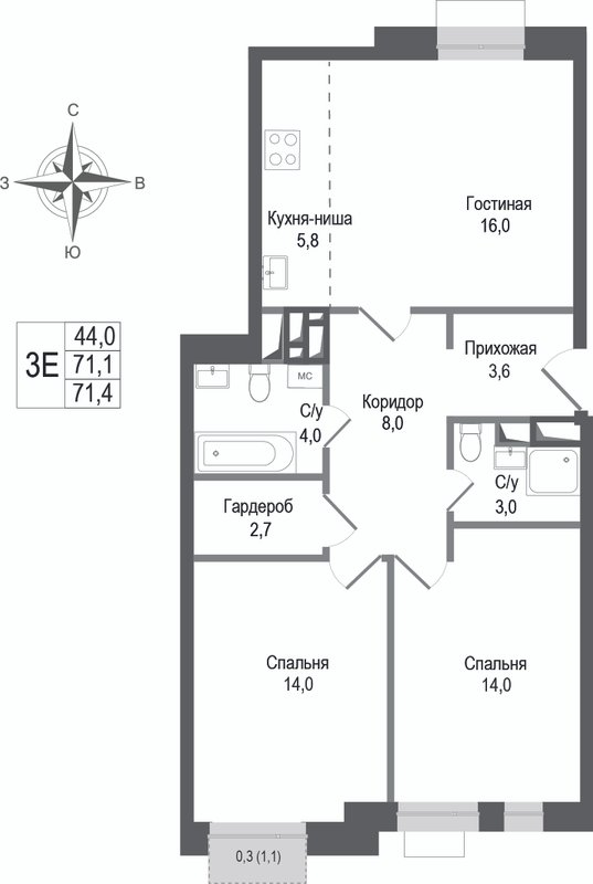 Продажа 2-комн квартиры в новостройке Королёв г.,  к. 2