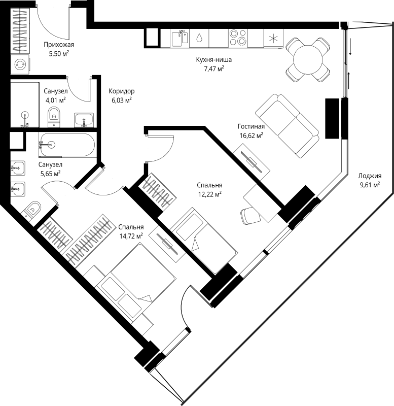 Продажа 2-комн квартиры в новостройке Москва г., 3-й Силикатный проезд,  к. Anna