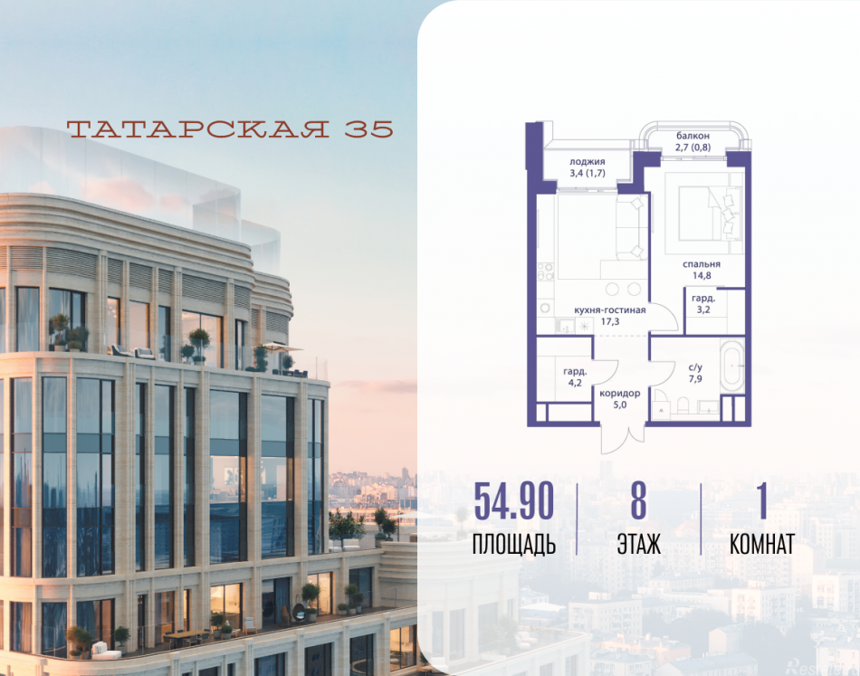 Продажа 1-комн квартиры в новостройке ул. Большая Татарская, д. 35