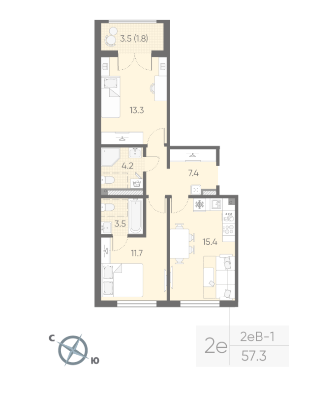 Продажа 2-комн квартиры в новостройке Шушары п., Пулковское ш.,  к. 1