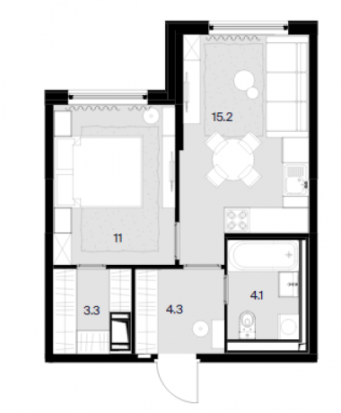 Планировка ЖК Дом MALEVICH, 11 м2