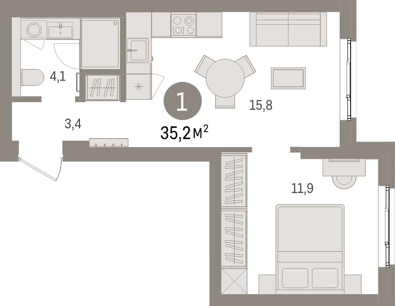 Продажа 1-комн квартиры в новостройке Новоселье п., Петропавловская ул.,  к. 2