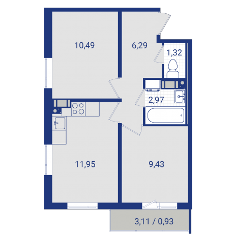 Планировка ЖК Lampo, 19.92 м2