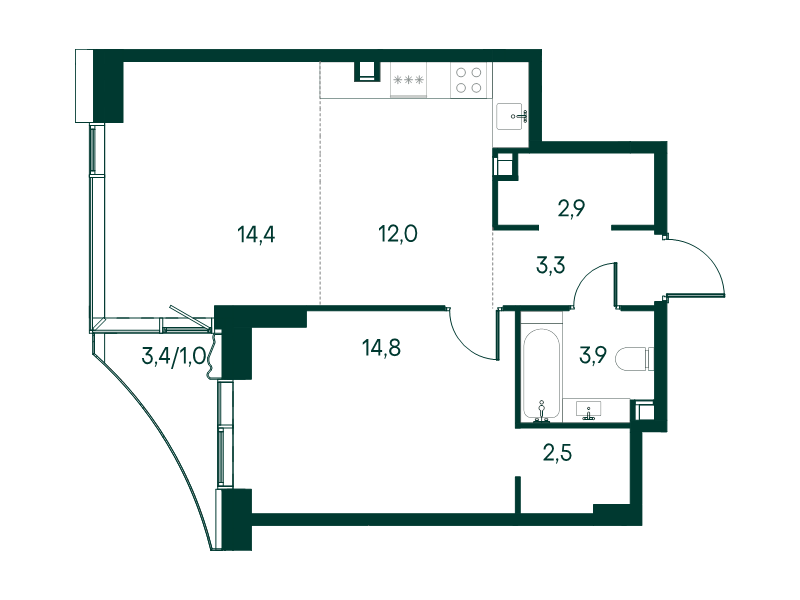 Продажа 1-комн квартиры в новостройке Москва г., Чкаловский б-р,  к. 2.2