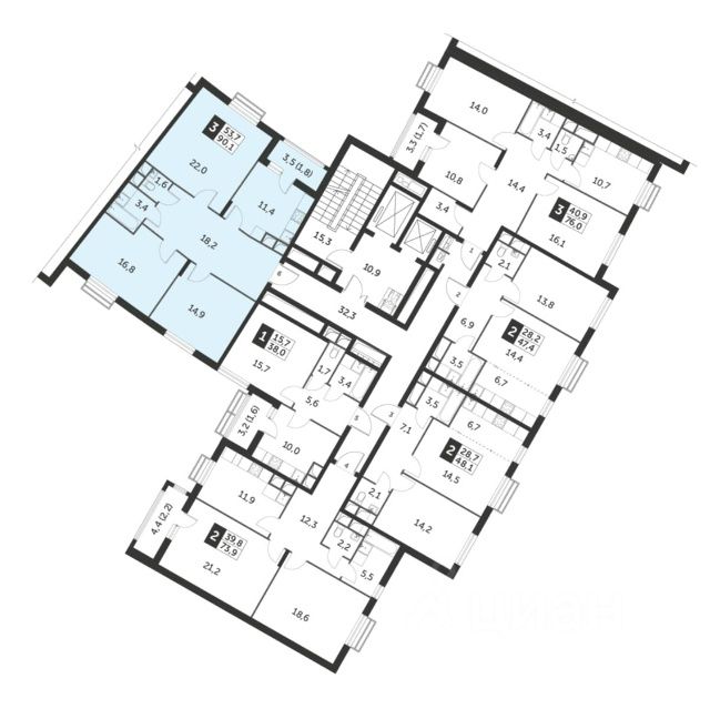 Продажа 3-комн квартиры на вторичном рынке пос. Развилка, проезд Римский, 13