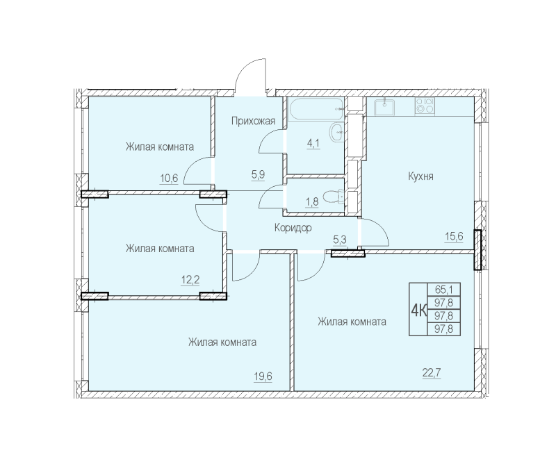 Продажа 4-комн квартиры в новостройке Мытищи г., Академика Каргина ул.,  к. 5