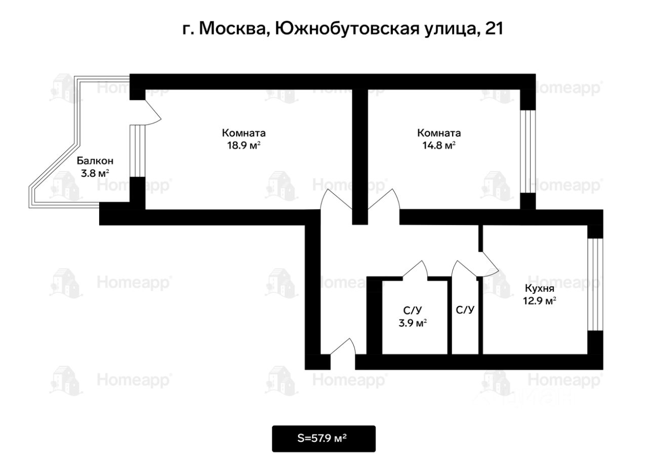 Продажа 2-комн квартиры на вторичном рынке Южнобутовская улица, 21