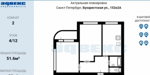 2-комн квартира Бухарестская ул,  д. 152,  к. 2