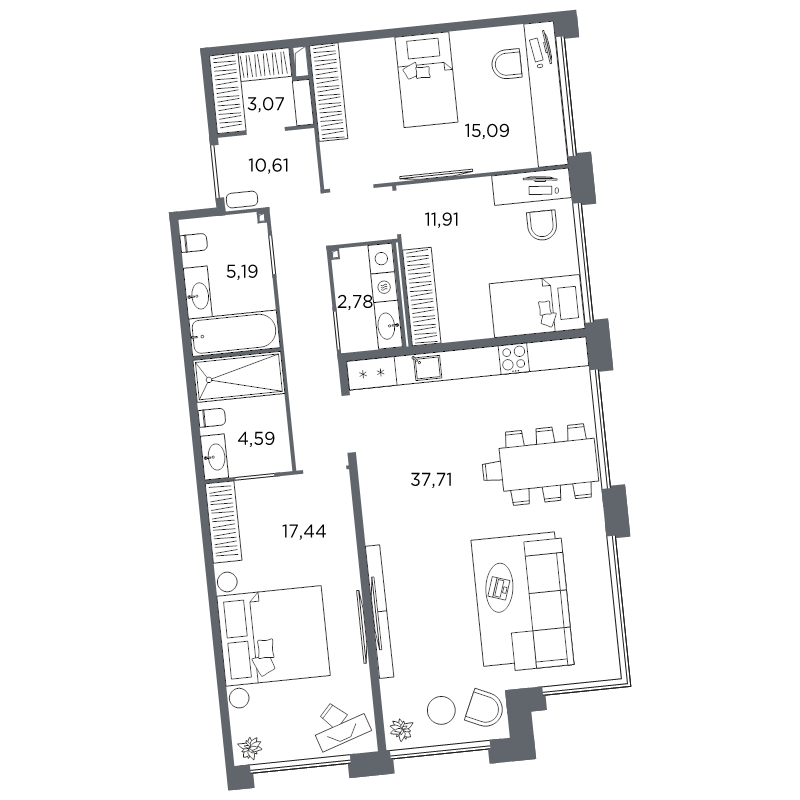 Продажа 3-комн квартиры в новостройке Санкт-Петербург г., Выборгская наб.,  к. 2