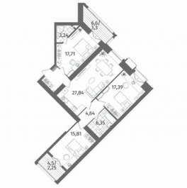 Продажа 3-комн квартиры на вторичном рынке Лиственная улица,  д. 20 к2 с1