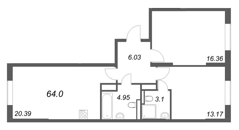 Продажа 2-комн квартиры в новостройке Санкт-Петербург г., Октябрьская наб.,  к. 7