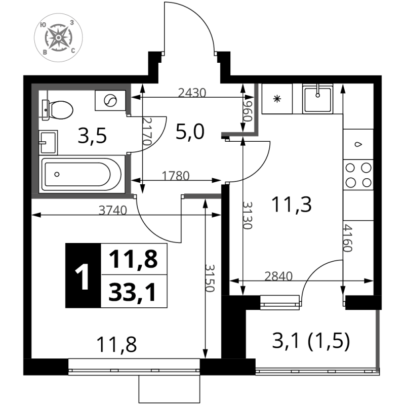 Продажа 1-комн квартиры в новостройке Химки г., Комсомольская ул.,  к. 4