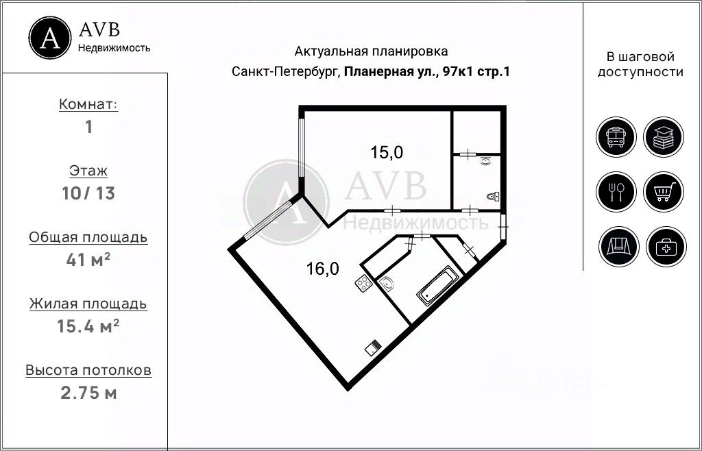 Продажа 1-комн квартиры на вторичном рынке Планерная улица, 97к1