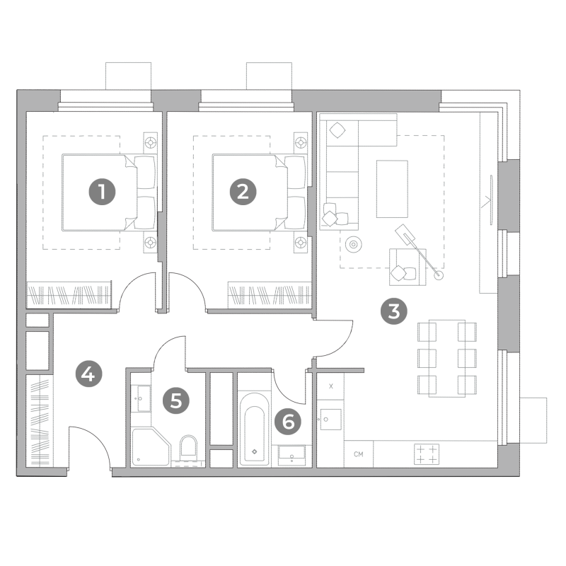 Продажа 2-комн квартиры в новостройке Москва г., Старокоптевский пер.,  к. 1