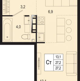 Продажа студии Борисовка д., Полевая ул.,  к. 19