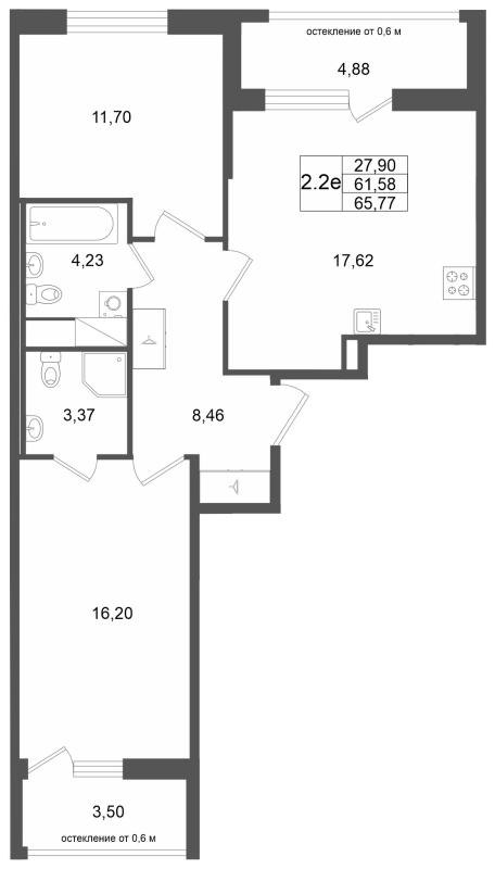 Продажа 2-комн квартиры в новостройке Новосаратовка д., Покровская Дорога ул.,  к. 13
