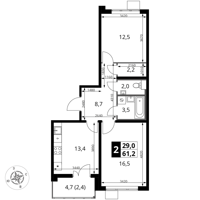 Продажа 2-комн квартиры в новостройке Видное г., Старо-Нагорная ул.,  к. 1.3