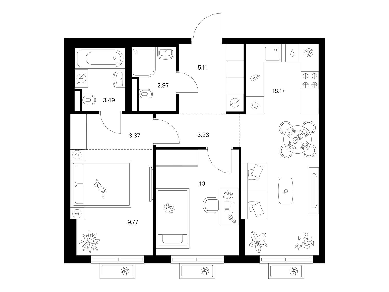 Продажа 2-комн квартиры в новостройке Ильинское-Усово, Ильинский луга, корп.4.1