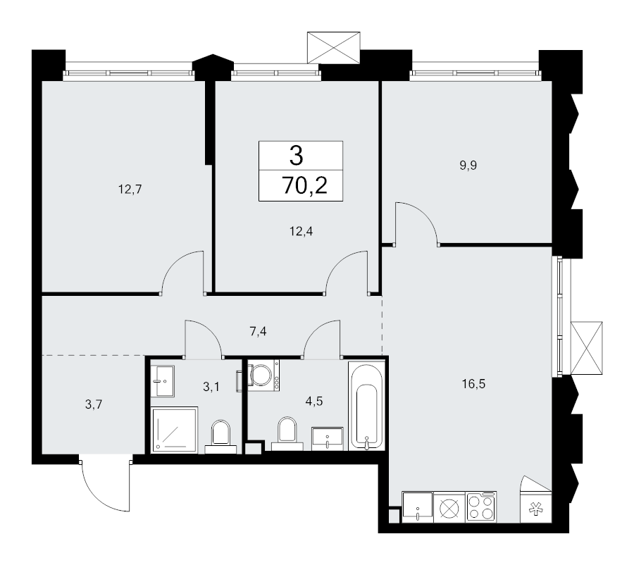 Продажа 3-комн квартиры в новостройке Десна д., Центральная ул.,  к. 7.5