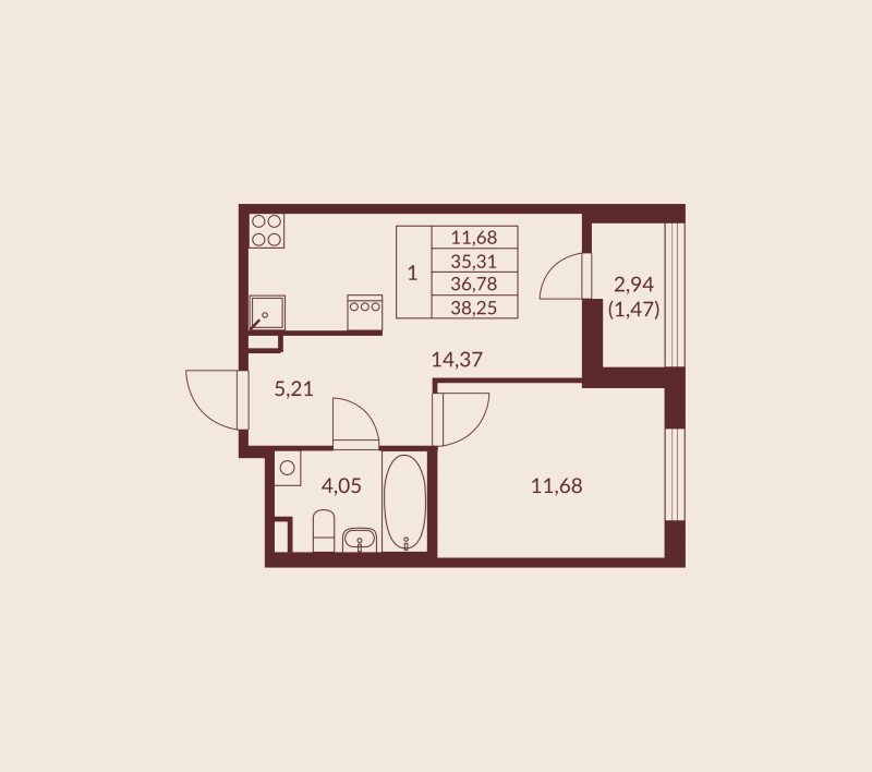 Продажа 1-комн квартиры в новостройке Мурино п., Шоссе в Лаврики ул.,  к. 1