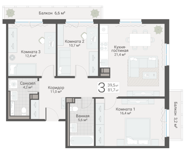 Продажа 3-комн квартиры в новостройке Санкт-Петербург г., Руднева ул.,  к. 3