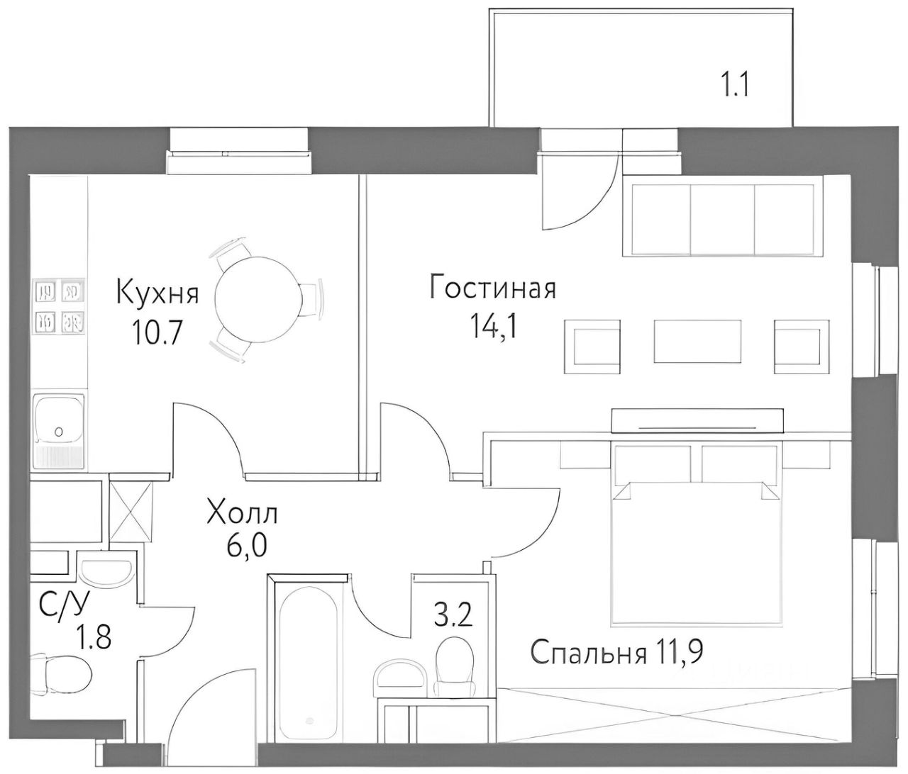 Аренда 2-комн квартиры на вторичном рынке проезд Невельского, 1к4