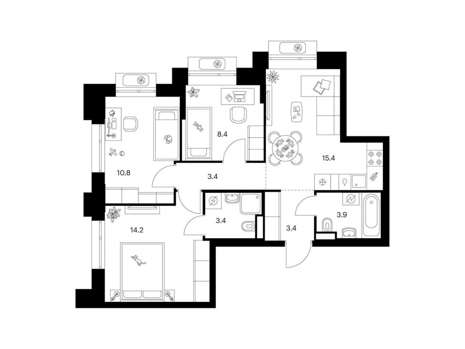 Продажа 3-комн квартиры в новостройке Середневский лес, корп. 2.1.6