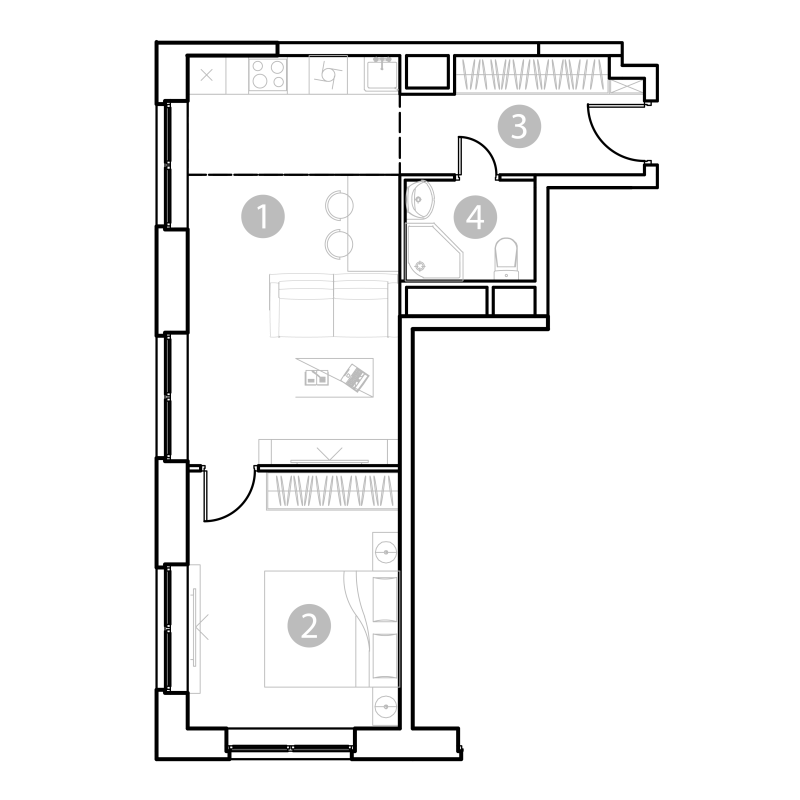 Продажа 1-комн квартиры в новостройке Москва г., Потешная ул.,  к. 1