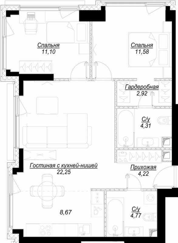 Продажа 2-комн квартиры в новостройке Москва г., 1-й Сетуньский проезд,  к. RiverSide