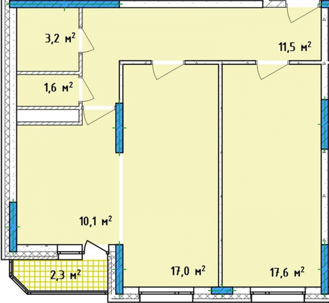 Планировка ЖК Саввинские пруды, 34.6 м2