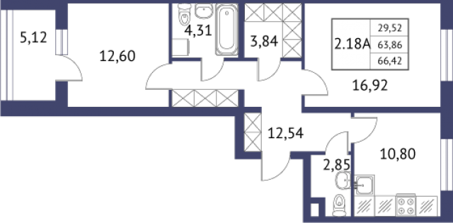 Планировка ЖК Неоклассика, 29.52 м2