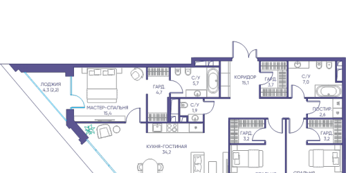 3-комн квартира Москва г., Погодинская ул.,  к. 1