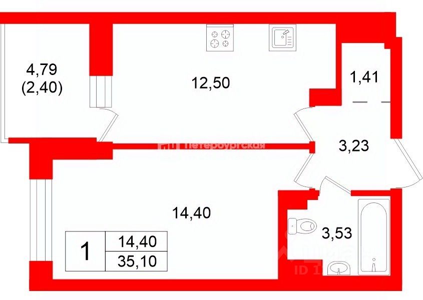 Аренда 1-комн квартиры на вторичном рынке Пулковское шоссе, 42к6