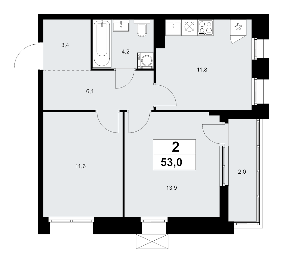 Продажа 2-комн квартиры в новостройке Прокшино д., Проектируемый проезд № 7029,  к. 9.3