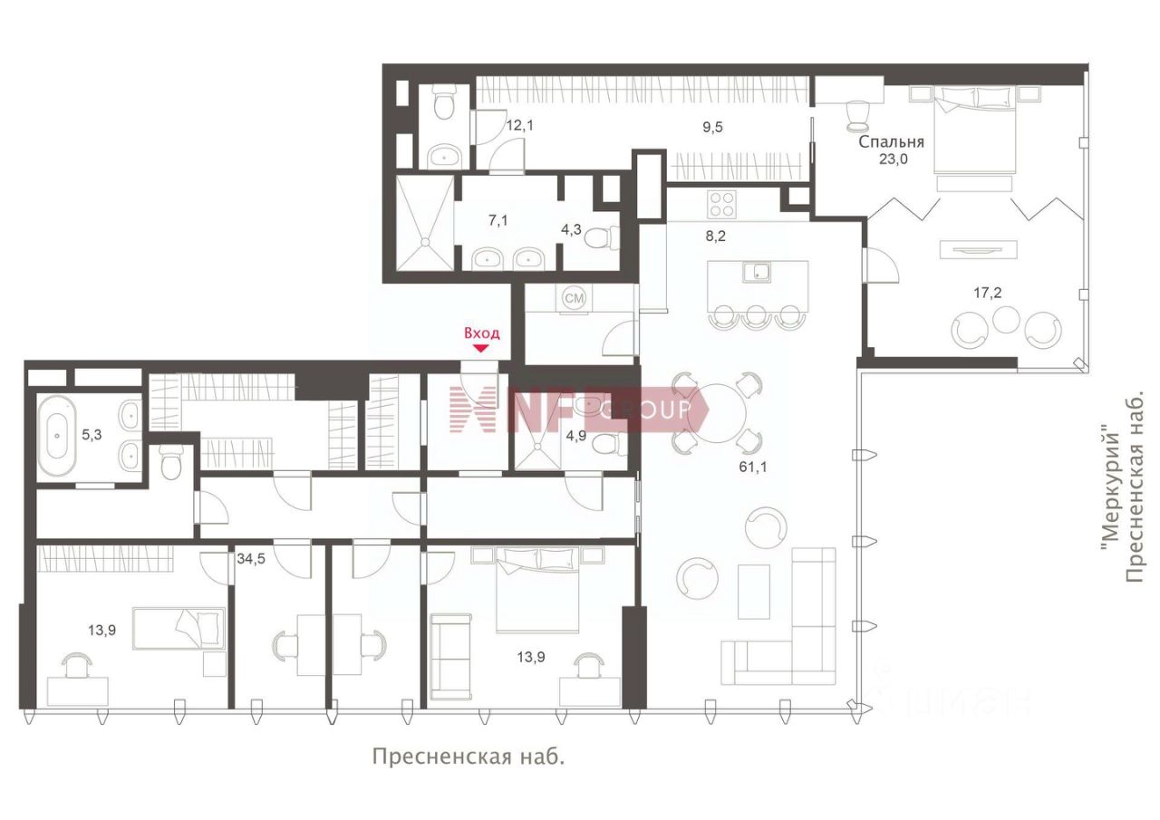 Продажа 4-комн квартиры на вторичном рынке 1-й Красногвардейский проезд, 22с2