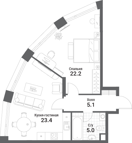 Продажа 1-комн квартиры в новостройке Москва г., Проектируемый проезд № 7024,  к. 3
