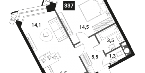 1-комн квартира Москва г., Семеновская наб.,  к. 1